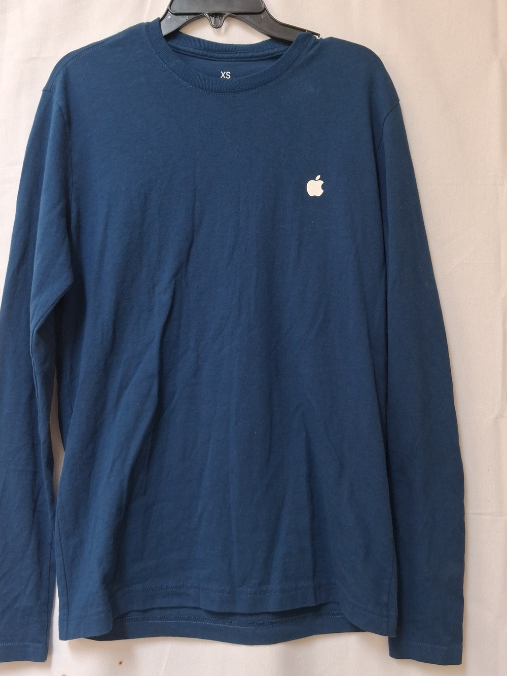 Apple Long Sleeve Crewneck Shirt in Navy Blue with White Logo